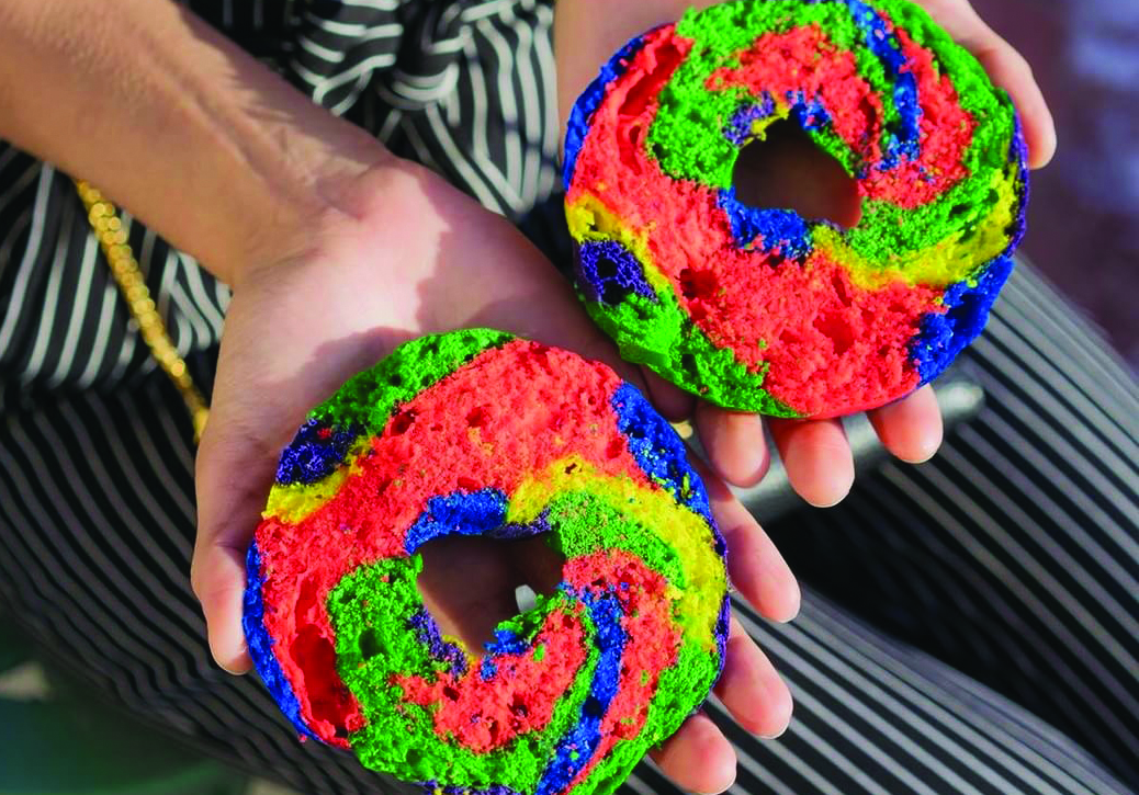 Rainbow bagels for Calgary Pride. Photo courtesy Bagelino's