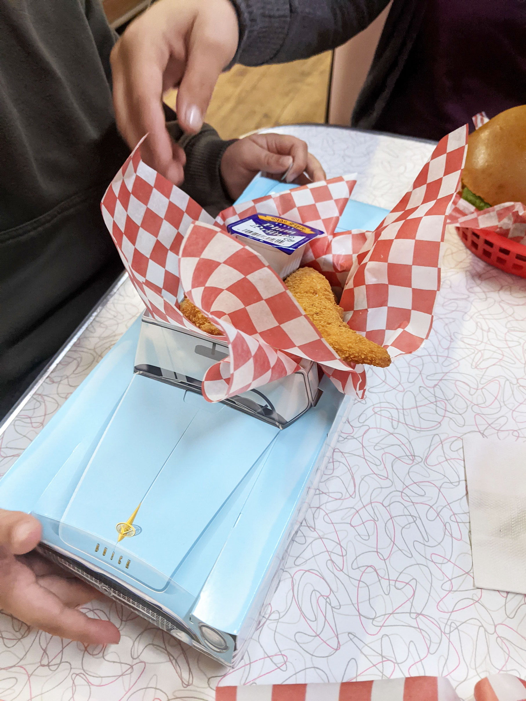 Chicken nuggets served in a Cadillac at one of Calgary's Old-Fashioned Diners