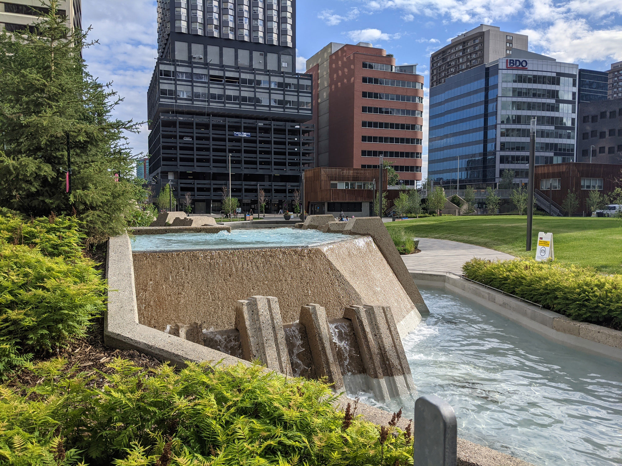 Water feature at Century Gardens in downtown Calgary