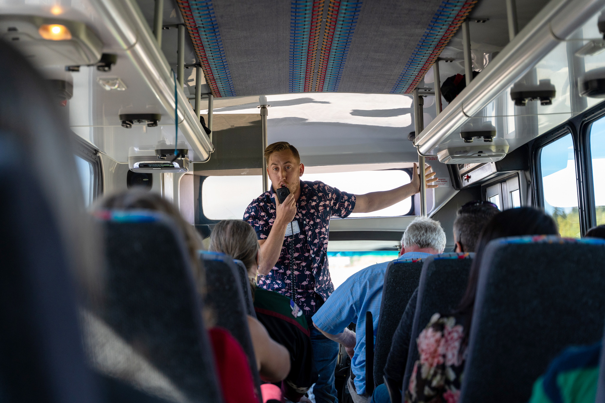 A comedian on a bus with Brewz N Booze