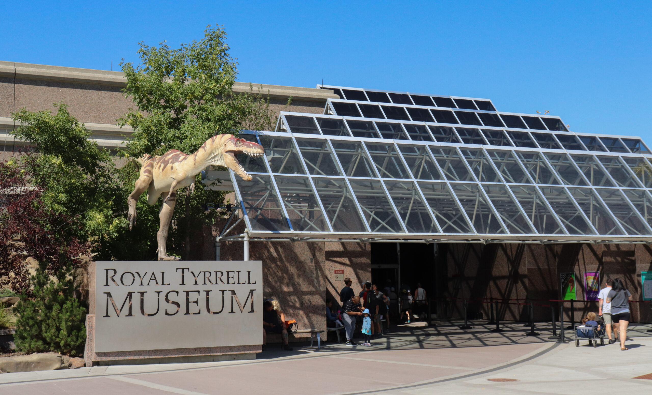 The entrance of the Royal Tyrrell Museum in Drumheller, Alberta. 