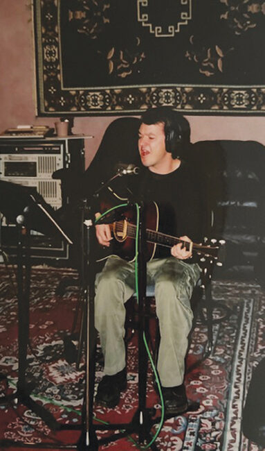 Jimmy Rankin playing his Martin D35 guitar.