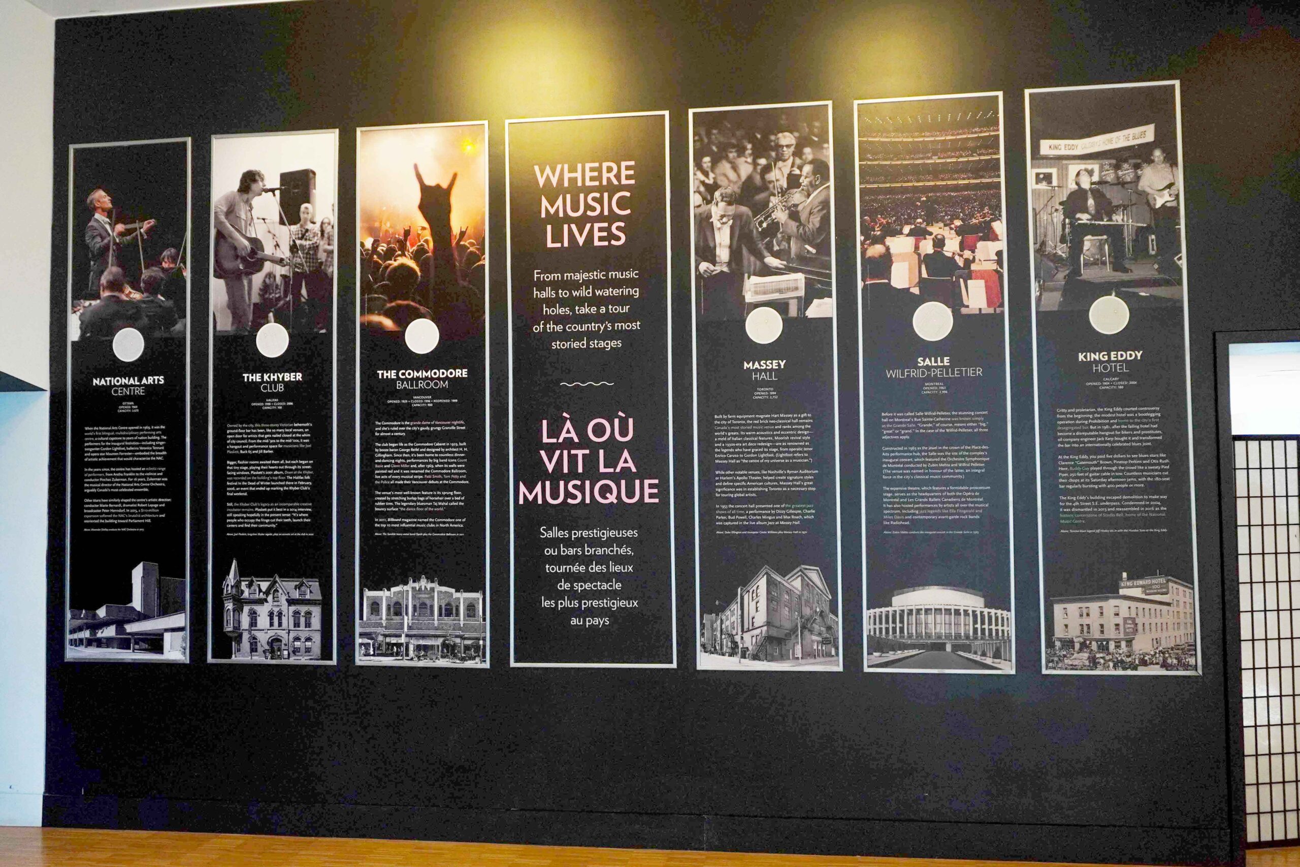Storyboards show the history of music at the National Music Centre